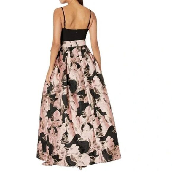 Eliza J Floral Jacquard Gown Style V-Neck Spaghetti Strap Dress Size 6 NWT - Picture 2 of 8